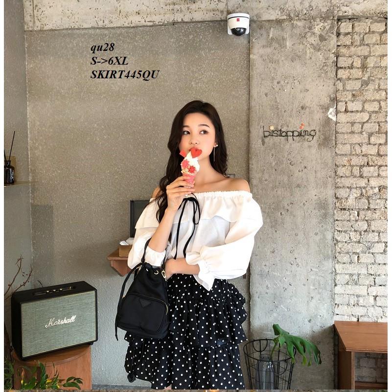 SKIRT361 CHÂN VÁY XÒE BÈO NHÚN CHẤM BI