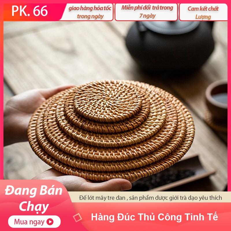 Đế Mây Tre Đan Kê Lót Ấm Trà Và Chén Trà Nhiều Kích Thước