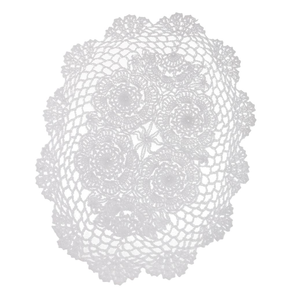 Vintage Móc Hình Bầu Dục Ren Doily Doilies Cotton Placemat Cốc Coaster Cốc Bữa Tối Bàn Bếp Nơi Thảm Tiệc Cưới Gi
