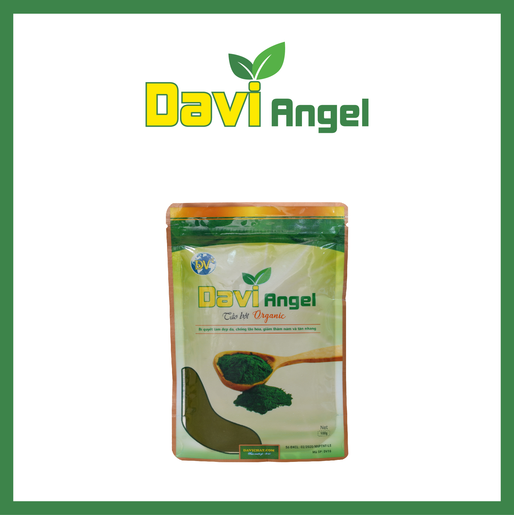 Tảo xoắn Đại Việt Davi Angel Tảo bột giúp cân bằng dinh dưỡng, bổ sung chất xơ tự nhiên, làm đẹp da và tóc DV15/DV16