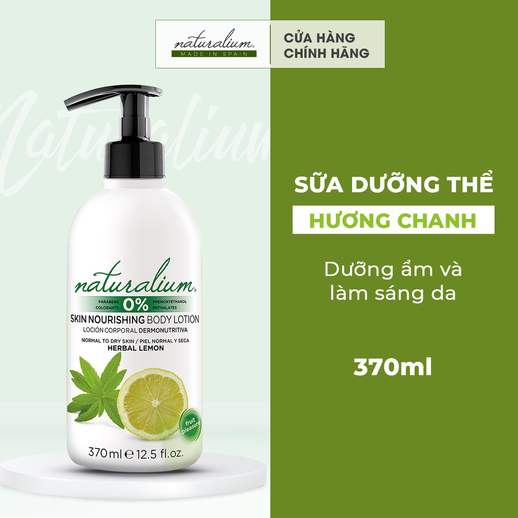 Sữa dưỡng thể NATURALIUM hương chanh 370ml làm sạch da, vi khuẩn, giảm nếp nhăn và đều màu da