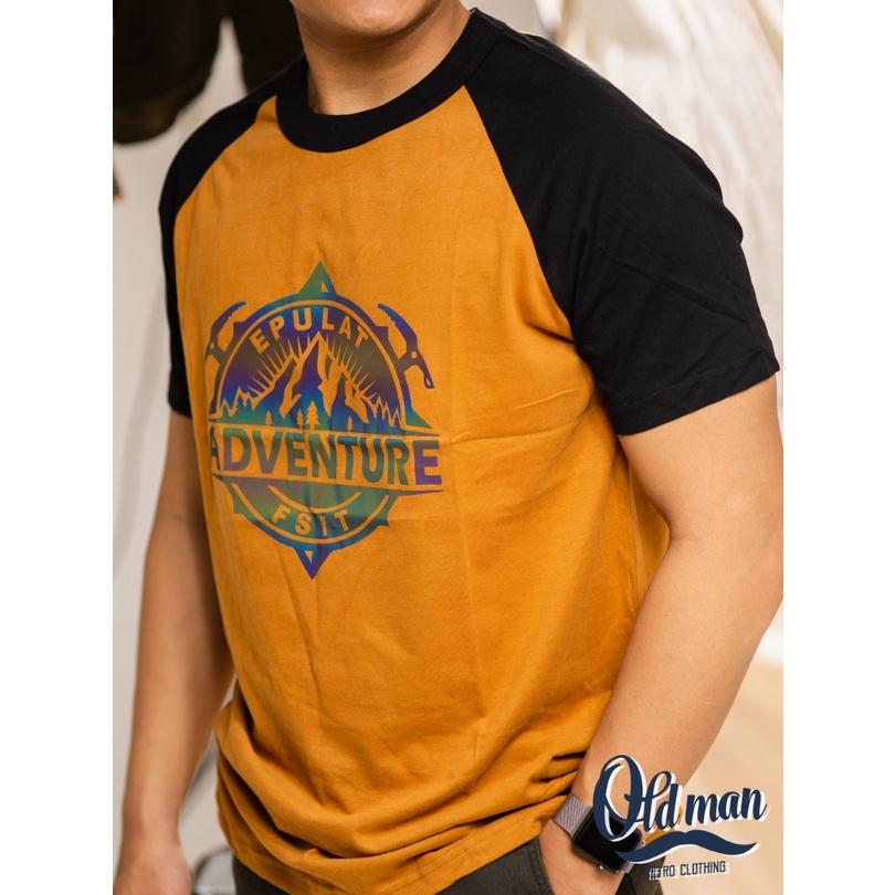 Áo Thun Cổ Tròn, Tay Áo Raglan In Hình Vintage, 100% Cotton, Áo Phông Tay Đùi Vải Mịn Phong Cách Classic, Retro OLDMAN