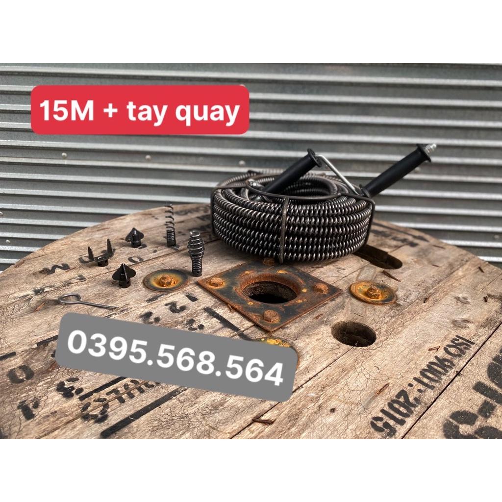 15M dây thông cống nghẽn + 6 đầu thông+ tay quay