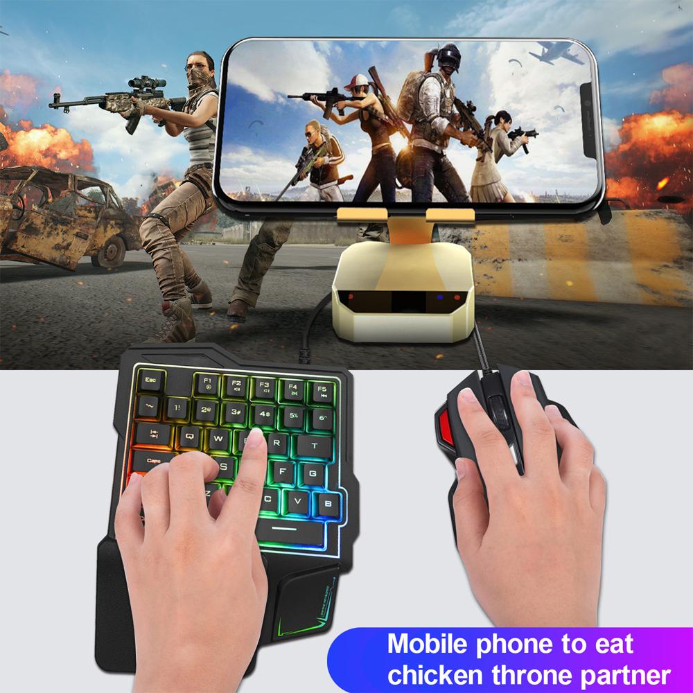 Bàn phím trò chơi một tay trực tuyến Đèn RGB tiện dụng Màu đen K7
