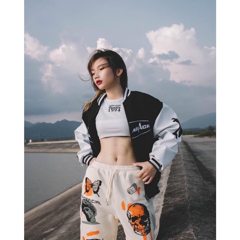 Áo khoác dù Bomber Phối Màu BLACK Áo khoác unisex Cổ Bo Dệt Unisex Nam Nữ Ulzzang Hình Thật Cuối