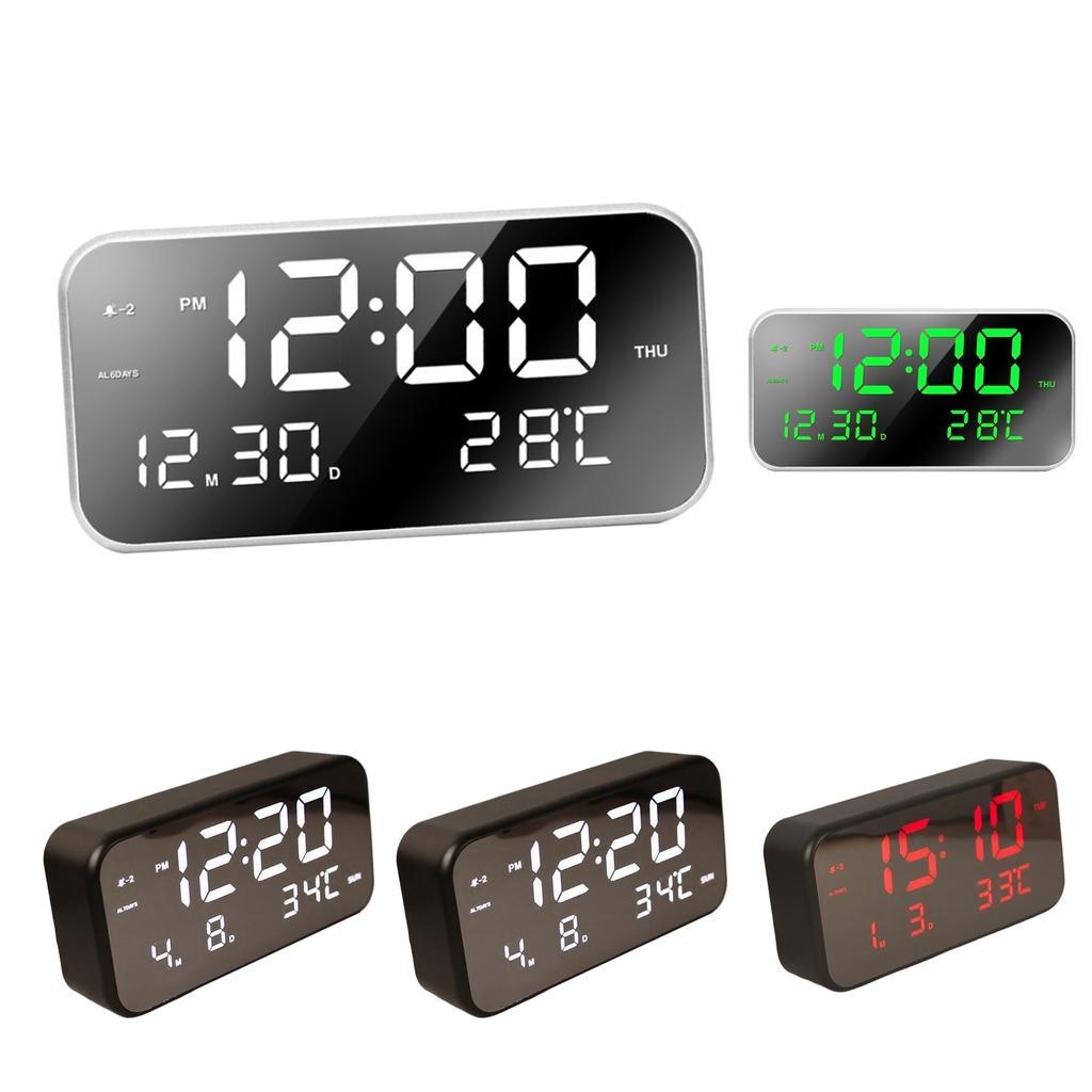 Adjustable LED Music Alarm Clock Electronic Digital Clock Black_red light