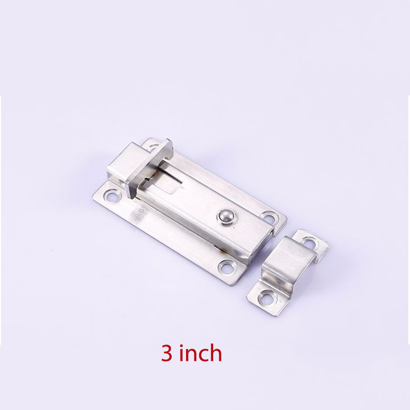 Chốt cửa ngang bằng inox không gỉ 3inch, 4 inch tùy chọn (có nút ấn tự nhả)