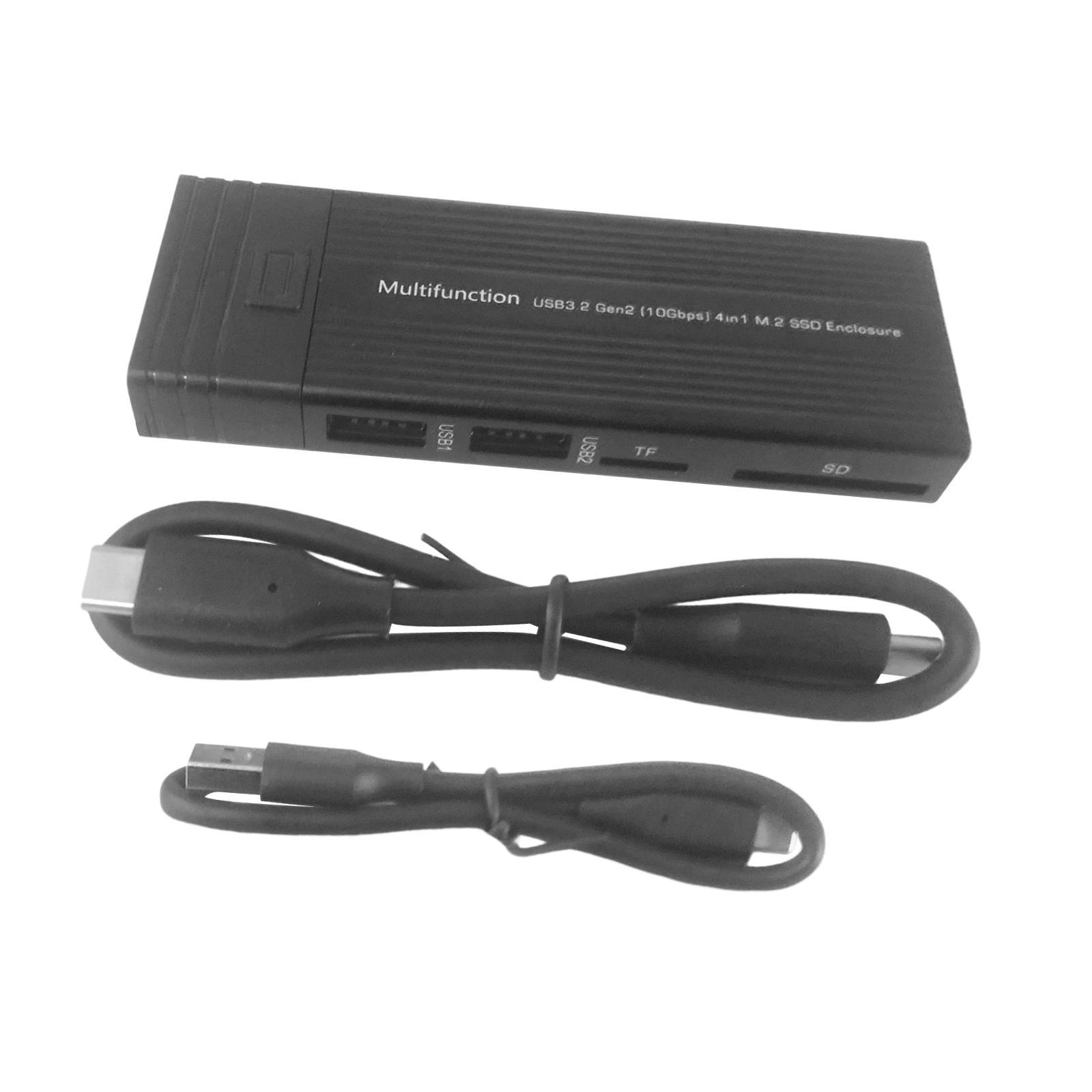 M.2 SSD Enclosure Type C 10 Gbps 6Gbps Compact Adapter for Laptop Black