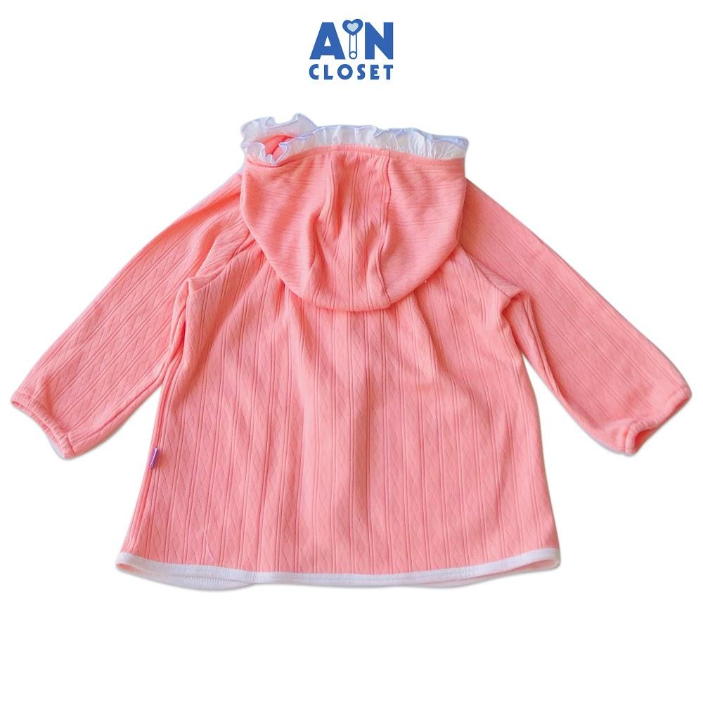 Áo khoác có nón bé gái Hồng cam thun cotton - AICDBGNGXT6D - AIN Closet