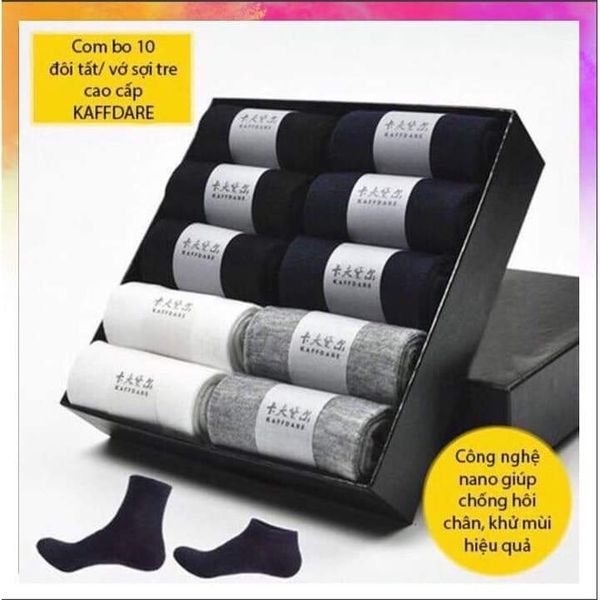 Hộp 10 đôi tất nam - vớ nam xuất nhật chống mùi hôi chân cổ ngắn -cổ cao full hộp