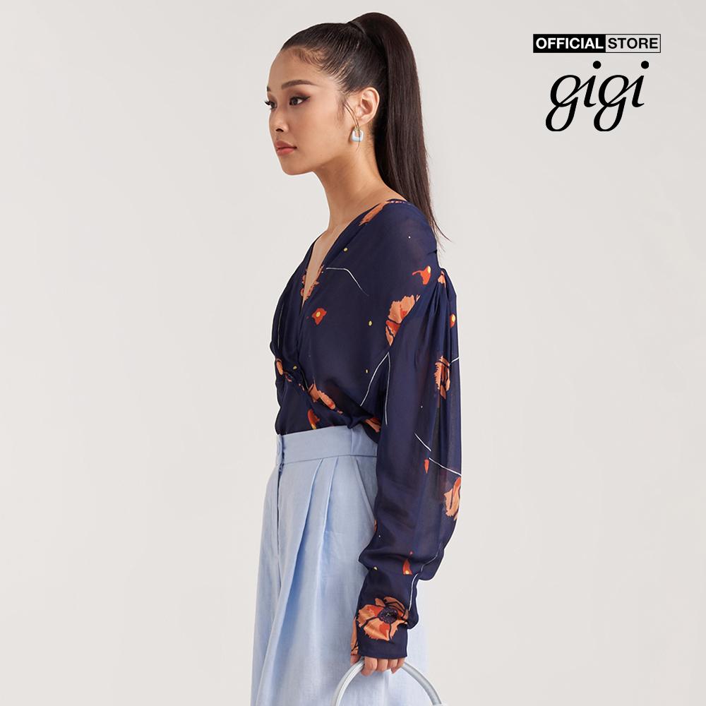 GIGI - Áo kiểu nữ cổ V tay dài họa tiết hoa thanh lịch G1110T221263