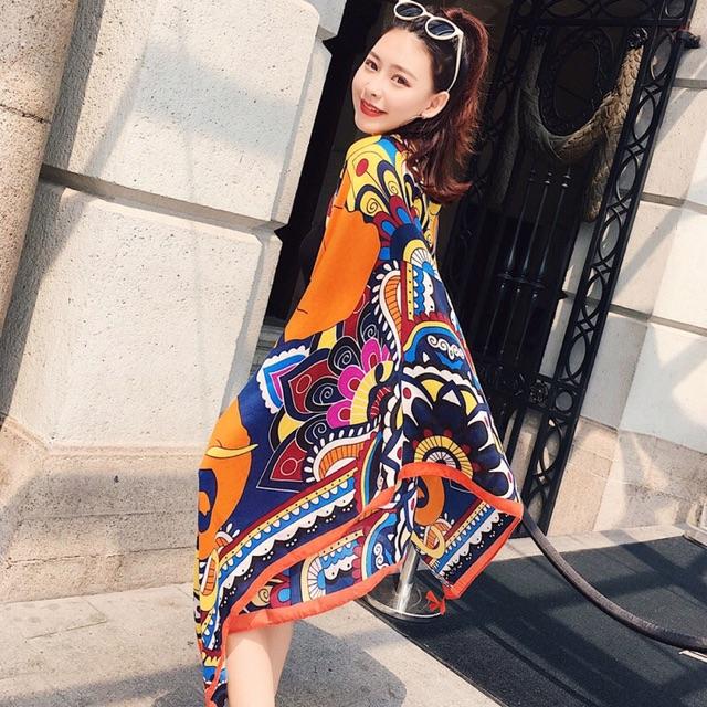 Khăn choàng linen thổ cẩm khăn quàng cổ boho size 180*95cm