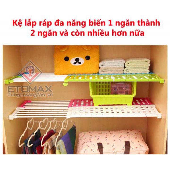 Kệ chia ngăn tủ đa năng không cần khoan bắt vít 74-135cm