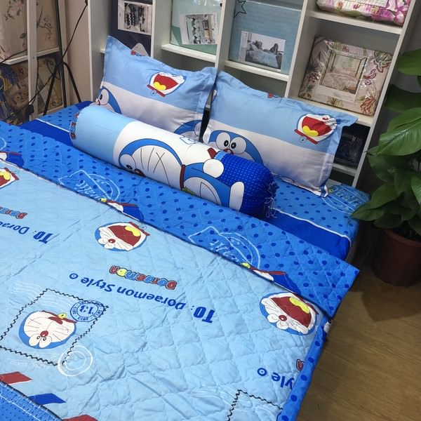 Bộ Chăn Ga Chun Đô Rê Mon CH23 - Xanh Dương