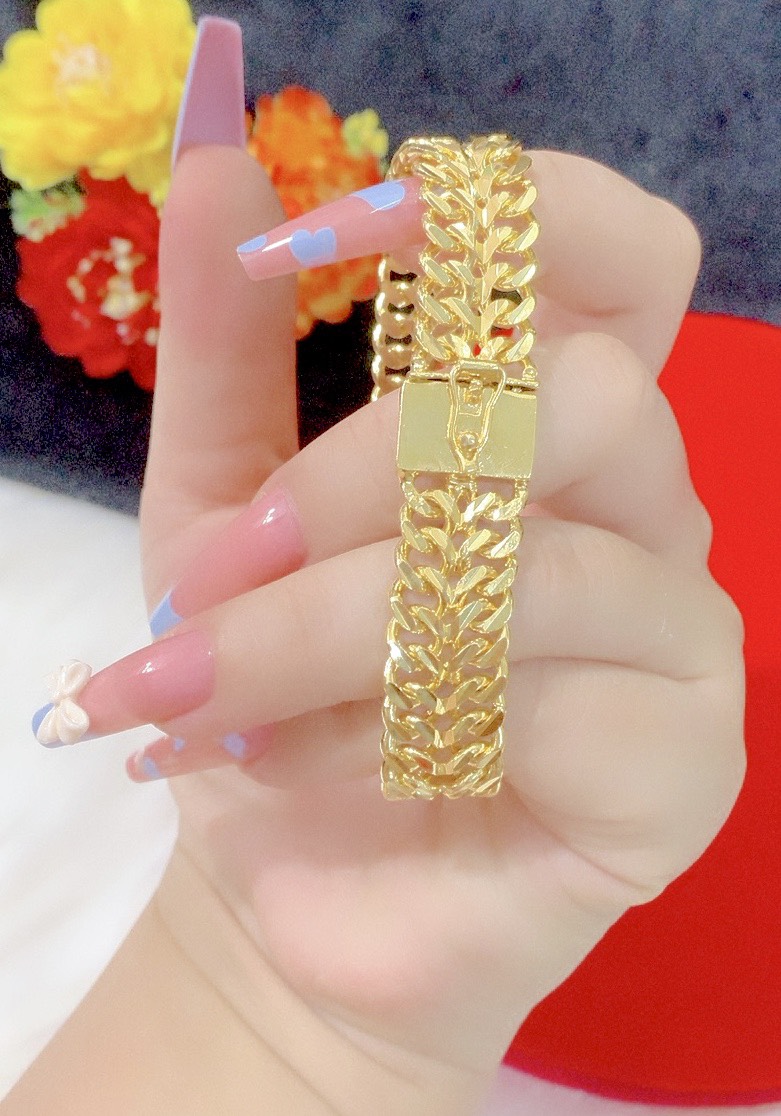 Lắc tay nam nữ kiểu lặc đôi mạ 24k cao cấp p7734