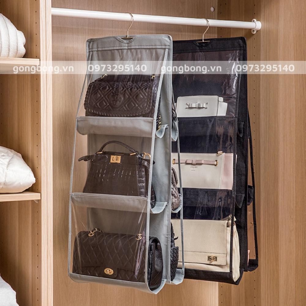 Túi treo giỏ xách chia 6 ngăn đựng túi đeo đồ dùng đa năng chống bụi tiện dụng thu gọn diện tích tủ đồ của bạn