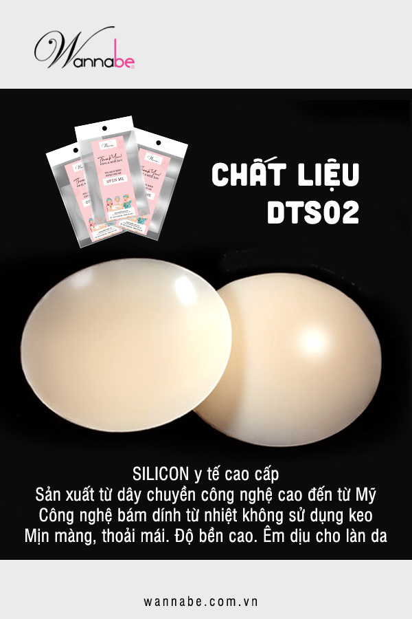 Miếng dán ti WANNABE DTS02 dán ti silicon y tế không keo bám chặt người nhờ nhiệt tự thân, không keo không kích ứng