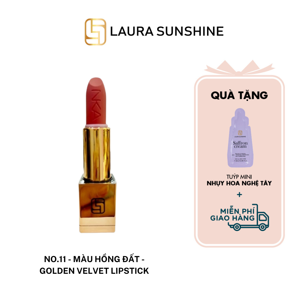 No.11 - Màu hồng đất - Son lì siêu mịn cao cấp Hàn Quốc - Golden Velvet Lipstick - Laura Sunshine - Nhật Kim Anh