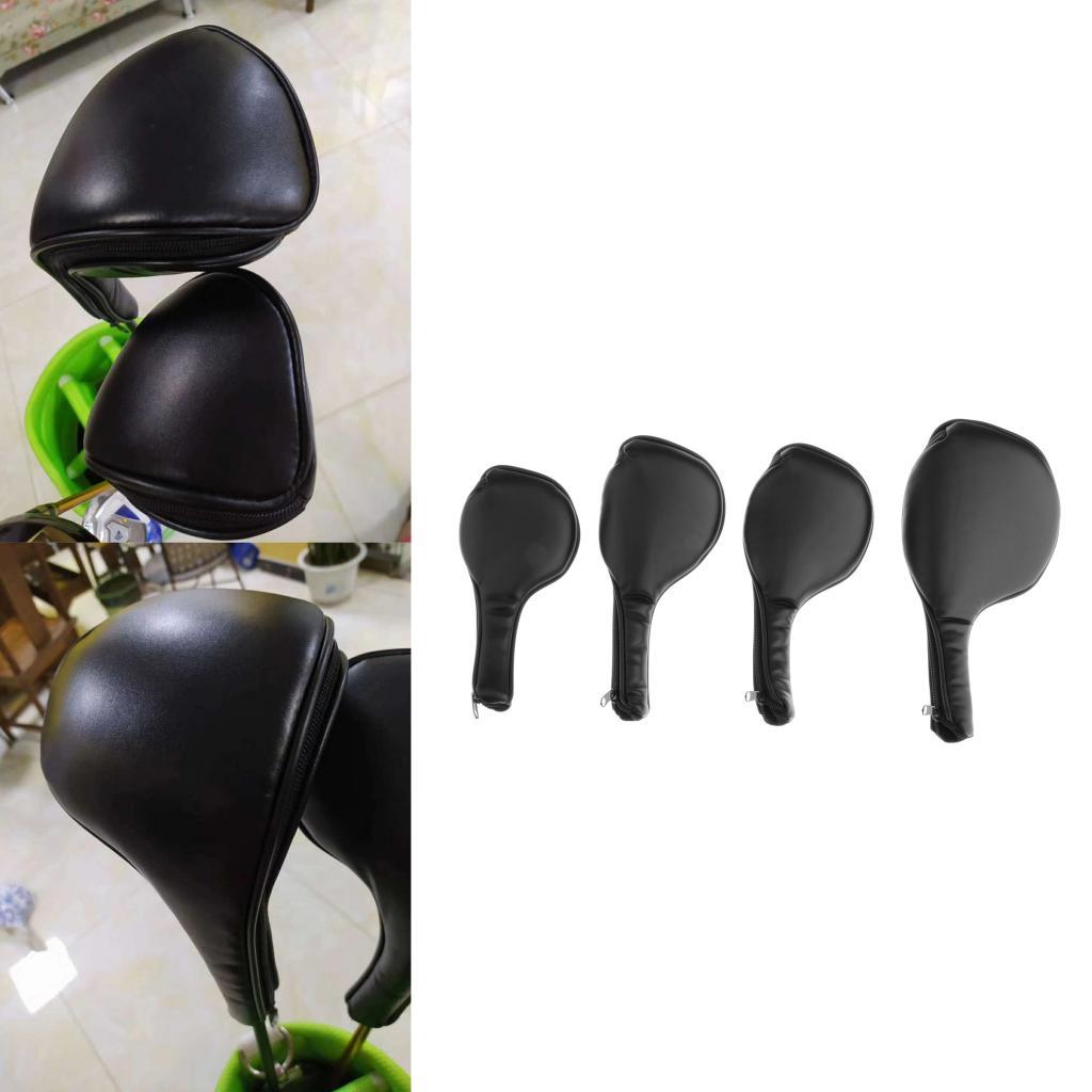 4-Pack Zippered PU Leather Golf Iron Covers Set Universal Fit Most Iron Clubs