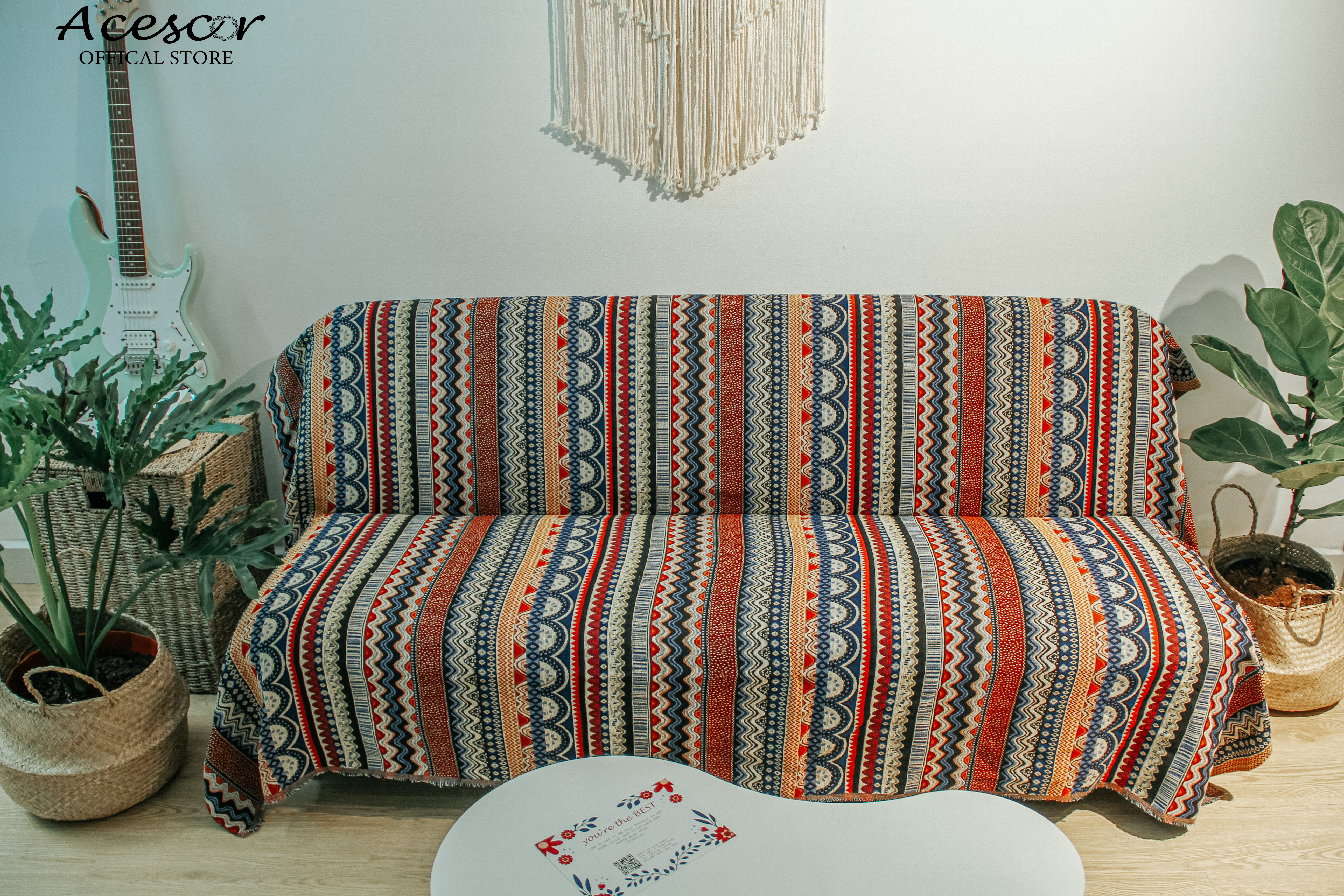 Thảm Thổ Cẩm Chăn Phủ Ghế Sofa, Khăn Trải Bàn, Thảm Trải Sàn CTC01- Trang Trí Phòng Khách, Phòng Ngủ