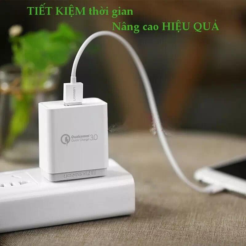 Ugreen UG20839CD122TK 18W màu Trắng Củ sạc nhanh cổng USB chuẩn QC 3.0 - HÀNG CHÍNH HÃNG