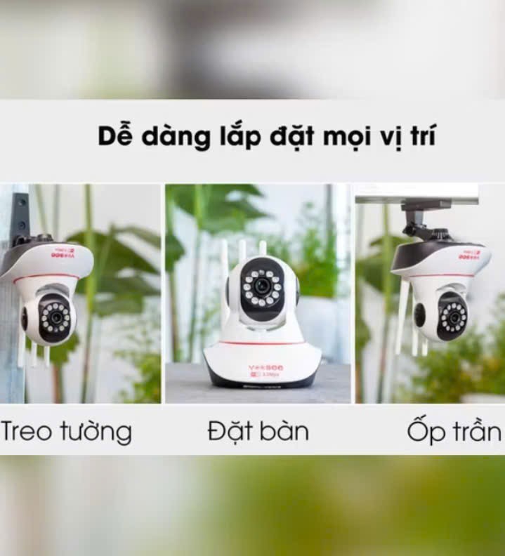 Camera 3 dâu ghi hình sắc nét xoay 360 độ
