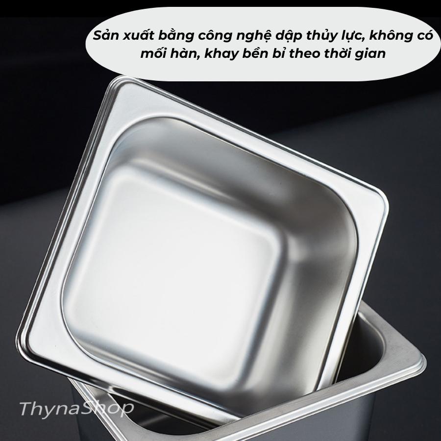Khay inox đựng topping - thạch, trân châu, nhân bánh mì - buffet, kem, thực phẩm ...