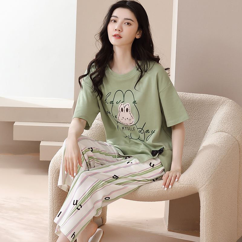 Bộ mặc nhà cotton tay ngắn quần lỡ 6103