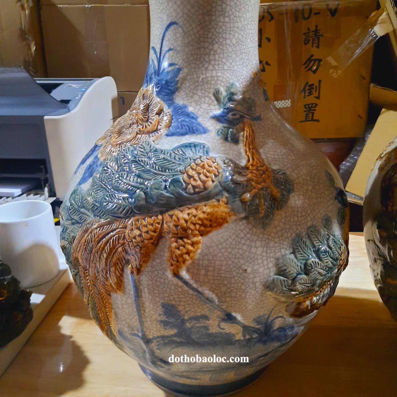 Lục bình men rạn cao cấp Bát Tràng cao 47cm