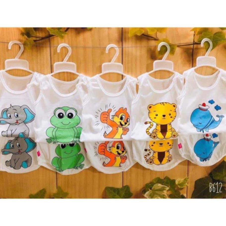 Sét 5 Bộ Cotton Trắng Cho Bé Từ 5-15kg - Quần Áo Trẻ Sơ Sinh