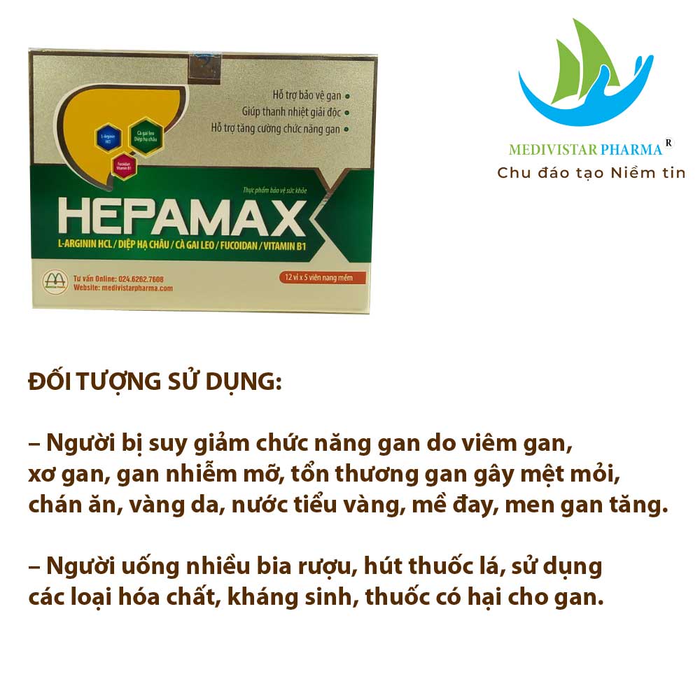 Bổ Gan Thảo Dược Hepamax Chứa FucoidanGiúp Thanh Nhiệt Giải Độc, Hết Mẩn Ngứa, Tằng Cường Chức Năng Gan Hộp 60 Viên