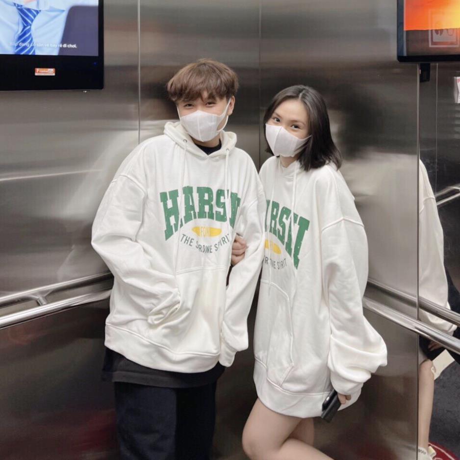 Hoodie Nam Nữ Tay Bồng Chữ Xanh Mũ 2 Lớp Unisex Form To Mũ Rộng Uzzlang