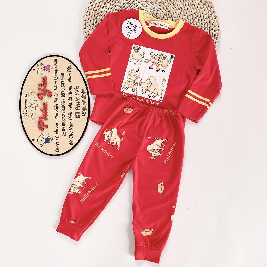 Sale !!! Bộ Dài Tay Cotton 100 % Hàng Minky Mom Họa Tiết Trâu Vàng May Mắn Cực Đẹp Cho Bé (8-18kg)(SP001411 )