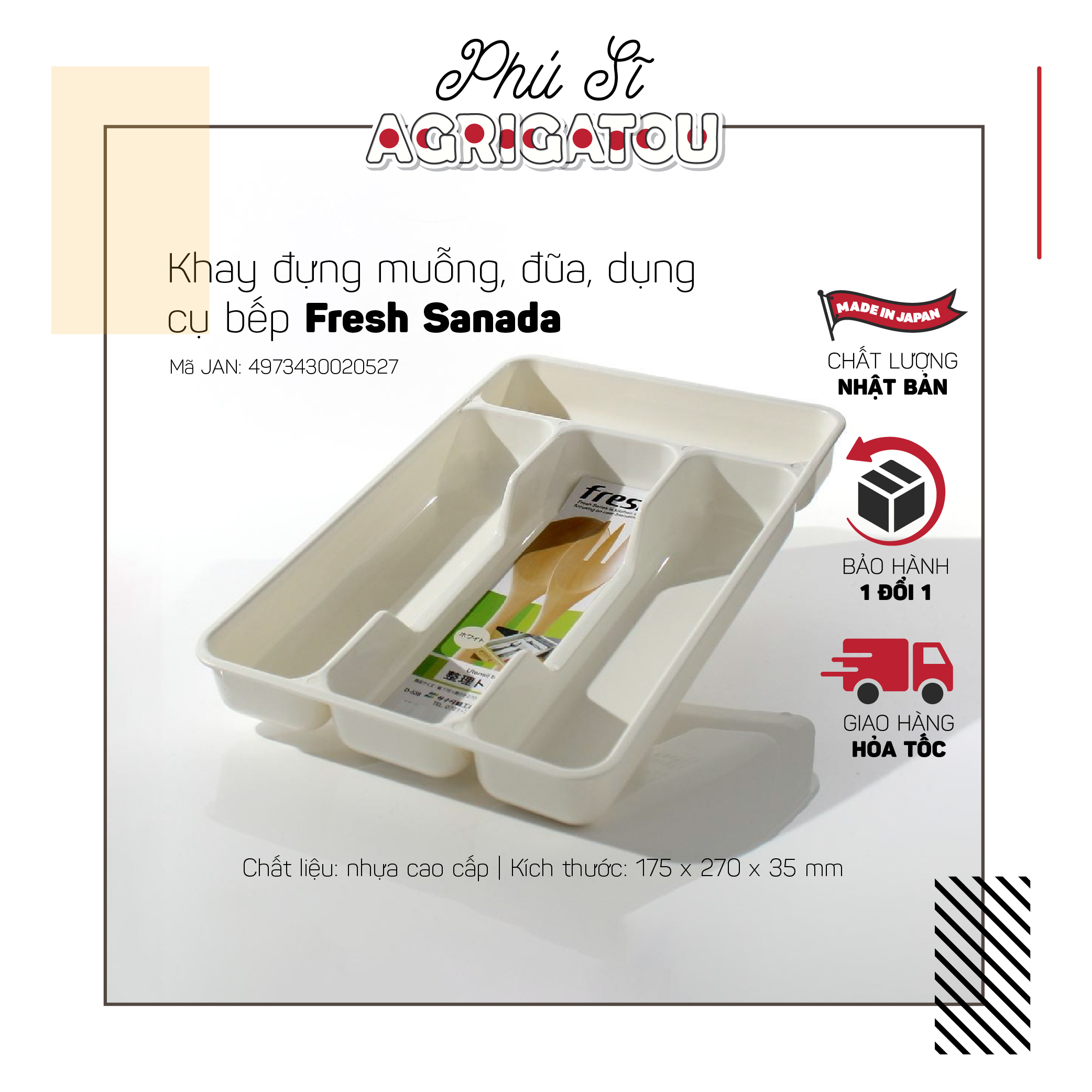 Khay đựng muỗng, đũa, dụng cụ bếp Fresh Sanada