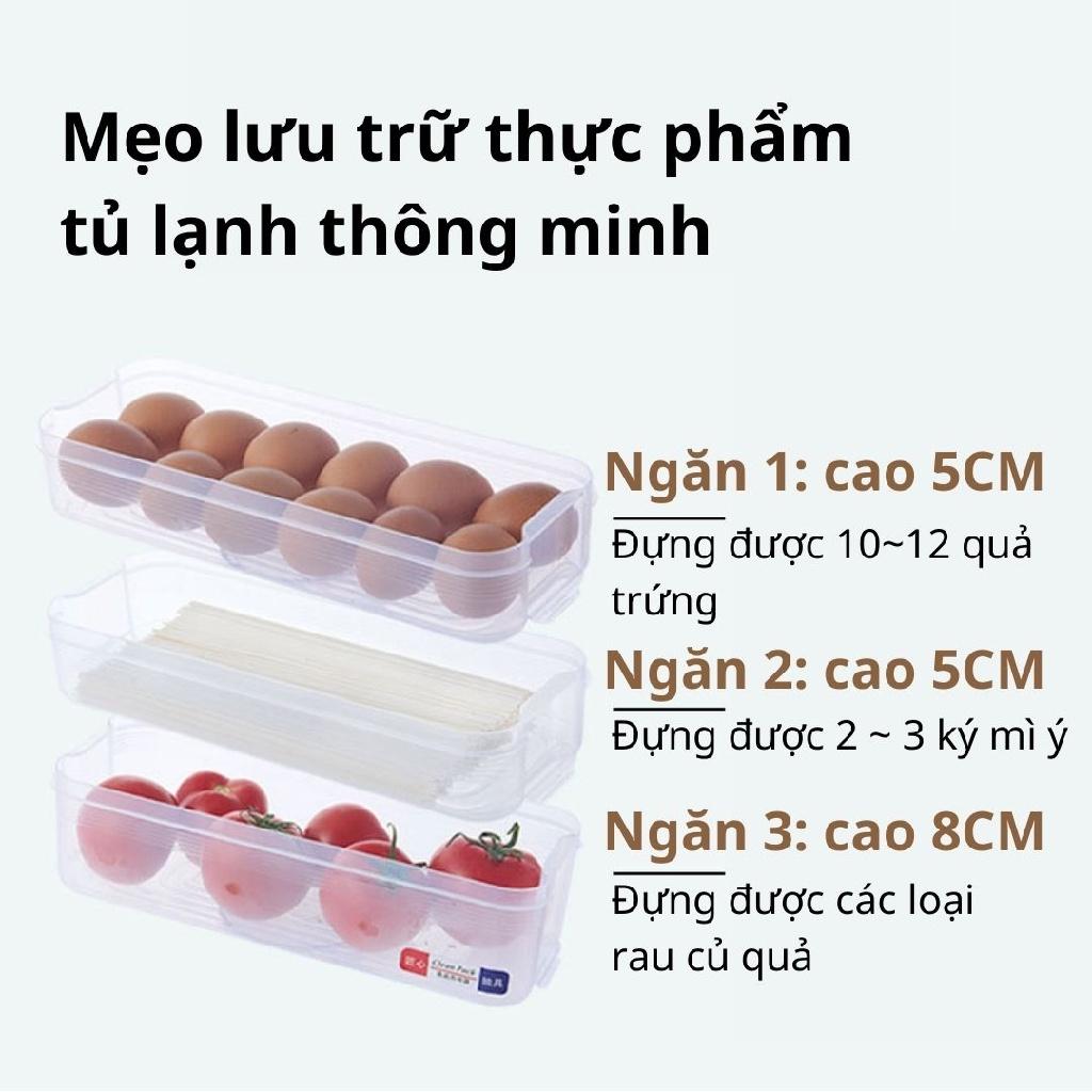 Hộp Bảo Quản Thực Phẩm Ba Ngăn Cao Cấp Clean Pack Giúp Tiết Kiệm Không Gian Trong Tủ Lạnh 0504