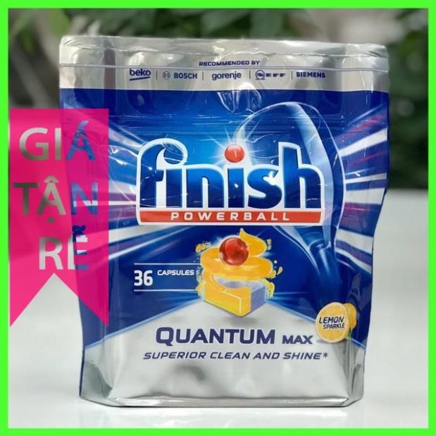 Viên rửa bát Finish Quantum 72 viên - muoi Finish 1.2kg - Dùng cho Máy rửa bát