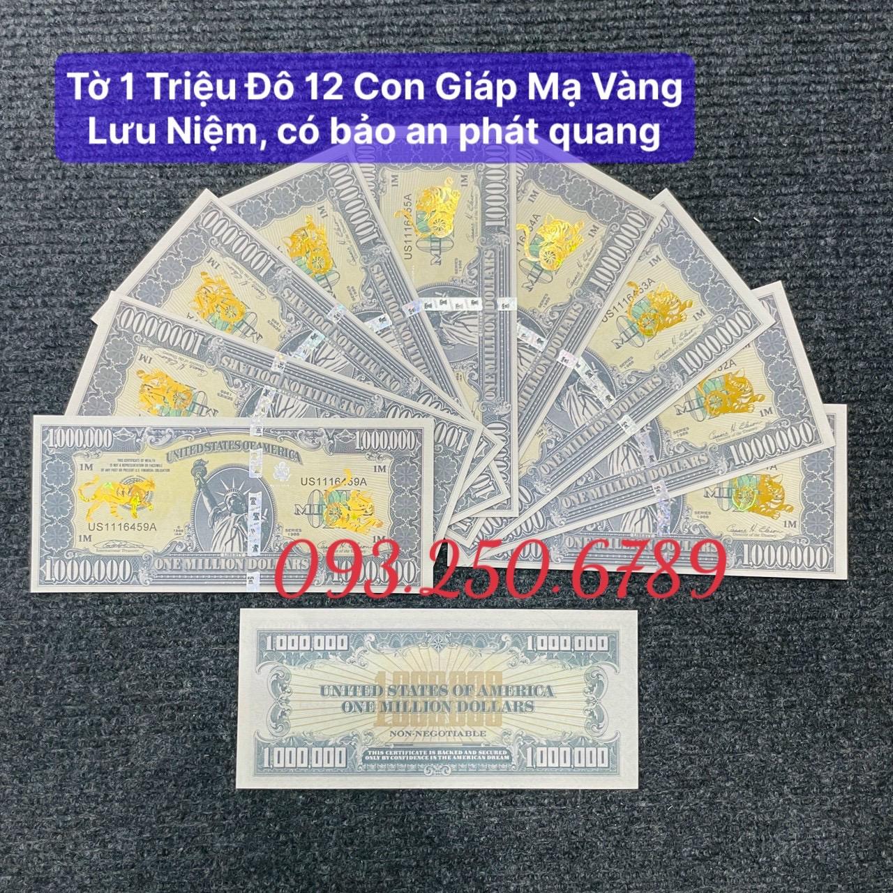 Tờ Triệu Đô 12 Con Giáp Mạ Vàng, Siêu Cấp Mỹ Có Bảo An Chống Giả, 1 Triệu Usd Kỉ Niệm - NELI - RƯỚC LỘC XUÂN