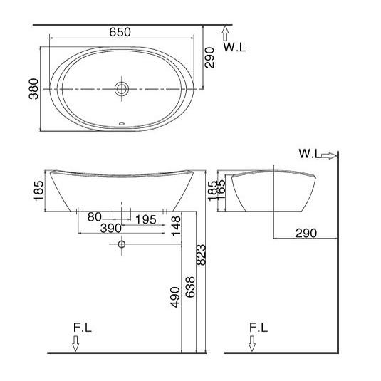 Chậu rửa mặt INAX L-465V – Đặt bàn , thiết kế dáng thuyền với lòng chậu sâu, rộng - Vật liệu xây dựng Big H