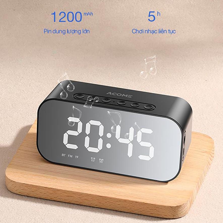 Loa Bluetooth Mặt Gương Siêu Đẹp ACOME A5 5W Màn Hình LED Đồng Hồ Báo Thức - Hỗ Trợ Thẻ Nhớ & Nghe Đài FM
