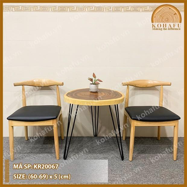 Mặt bàn cà phê, bàn trà, bàn sofa gỗ me tây nguyên tấm tròn tự nhiên KR20067