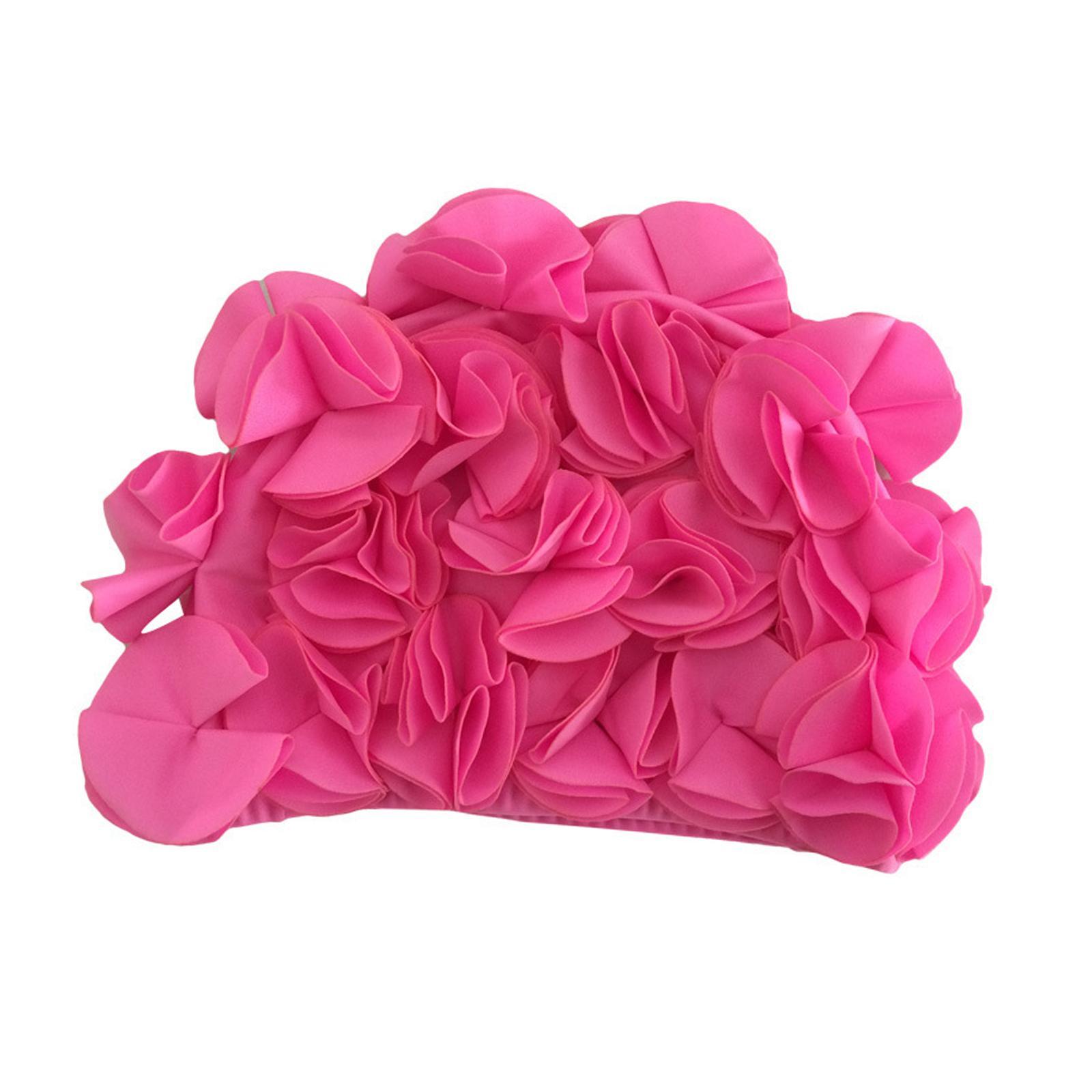 Swimming Hat Swim Hat Fashion Floral Petals Vacation Reusable Bathing Caps Swim Caps Swimming Cap for Girls Women Curls Long Short Hair