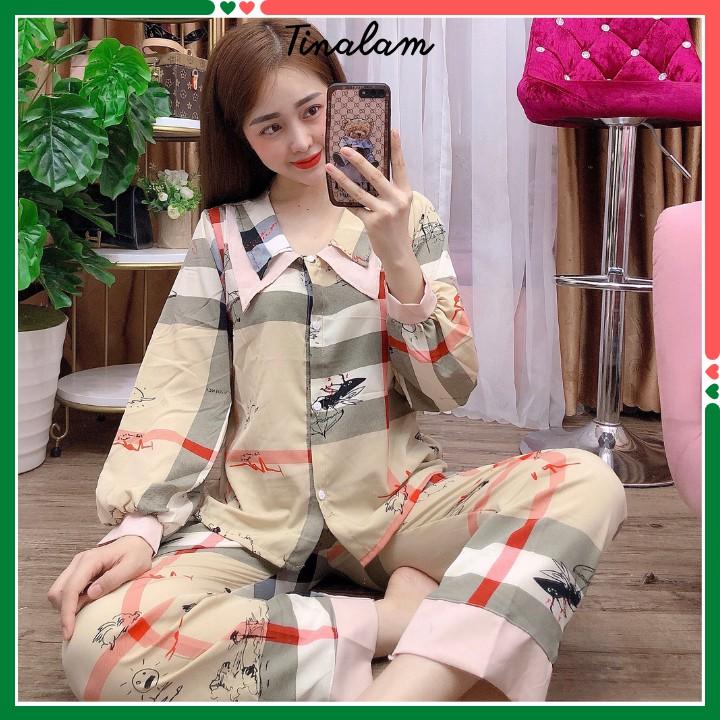 Đồ Bộ Pijama Nữ  Đồ Bộ Mặc Nhà Nữ Tay Dài, Quần Dài Chất Lụa Mango Cao Cấp, Không Nhăn DBTDQD34