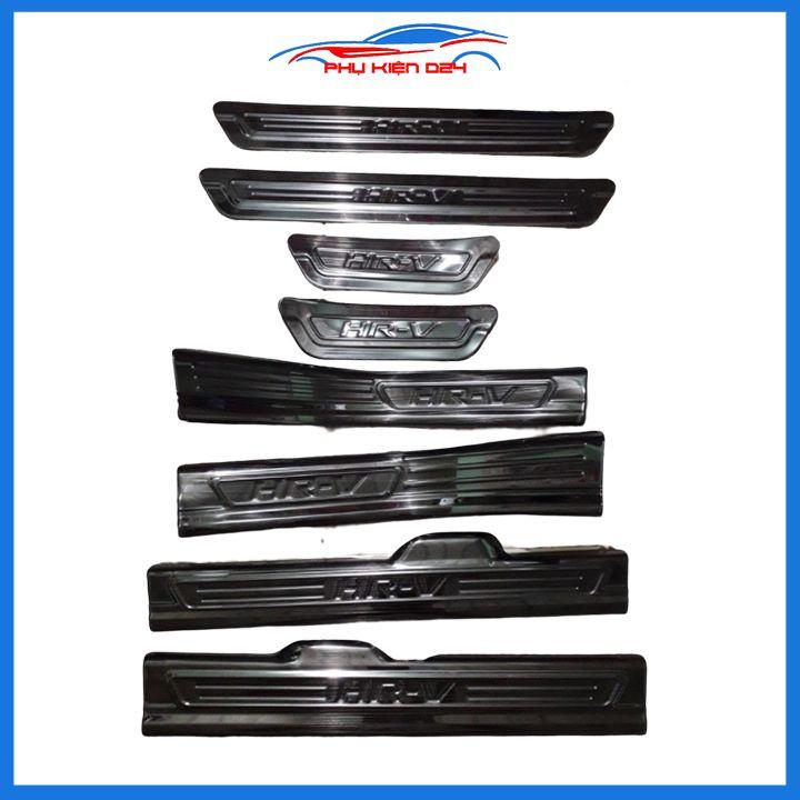 Bộ ốp bậc cửa trong ngoài nẹp bước chân HR-V 2018-2019 vân Titan chống trầy trang trí xe