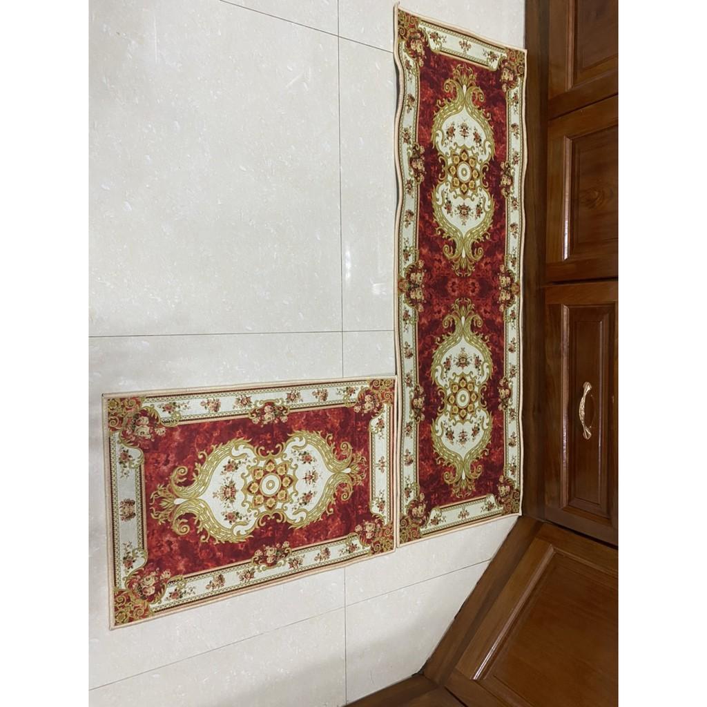 Thảm Bếp Bộ Đôi - Thảm Lót Chân Chống Trượt : 40x60cm và 40x1m2