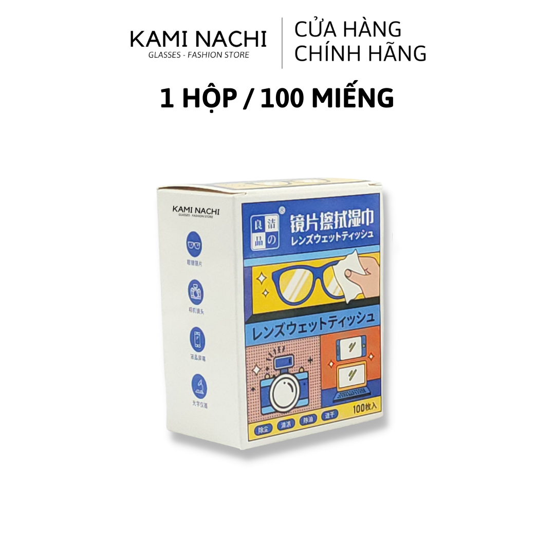 Hộp 100 miếng khăn lau nano hàng loại 1 KAMI NACHI dùng 1 lần - Chống bám hơi nước, chống mờ sương cho kính