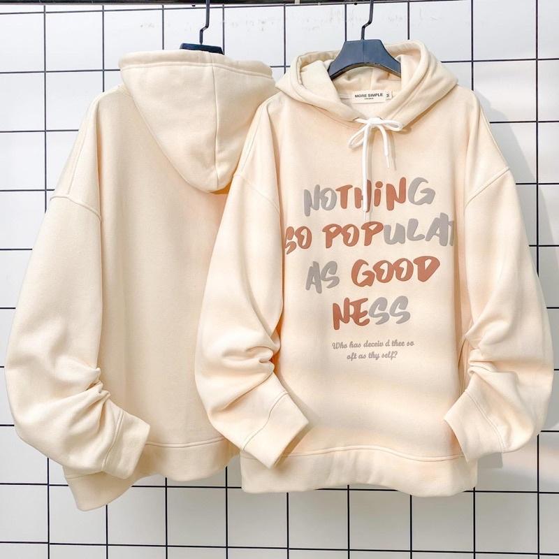 Áo Hoodie Nỉ Bông Unisex GOOD NESS màu KEM Nam nữ unisex/Áo khoác hoodie nữ có mũ form rộng Jaystoree