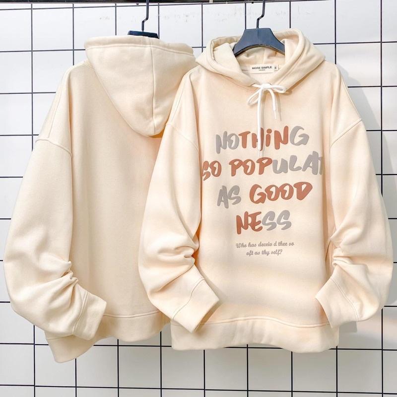 Áo Hoodie Nỉ Bông Unisex GOOD NESS màu KEM  Nam nữ unisex/Áo khoác hoodie nữ có mũ form rộng Jaystoree 