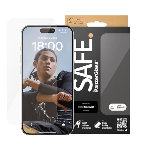 Kính Cường Lực Cho Iphone 15/ 15 plus Pro / 15 pro Max (Full ) Safe By PanzerGlass Clear - hàng chính hãng