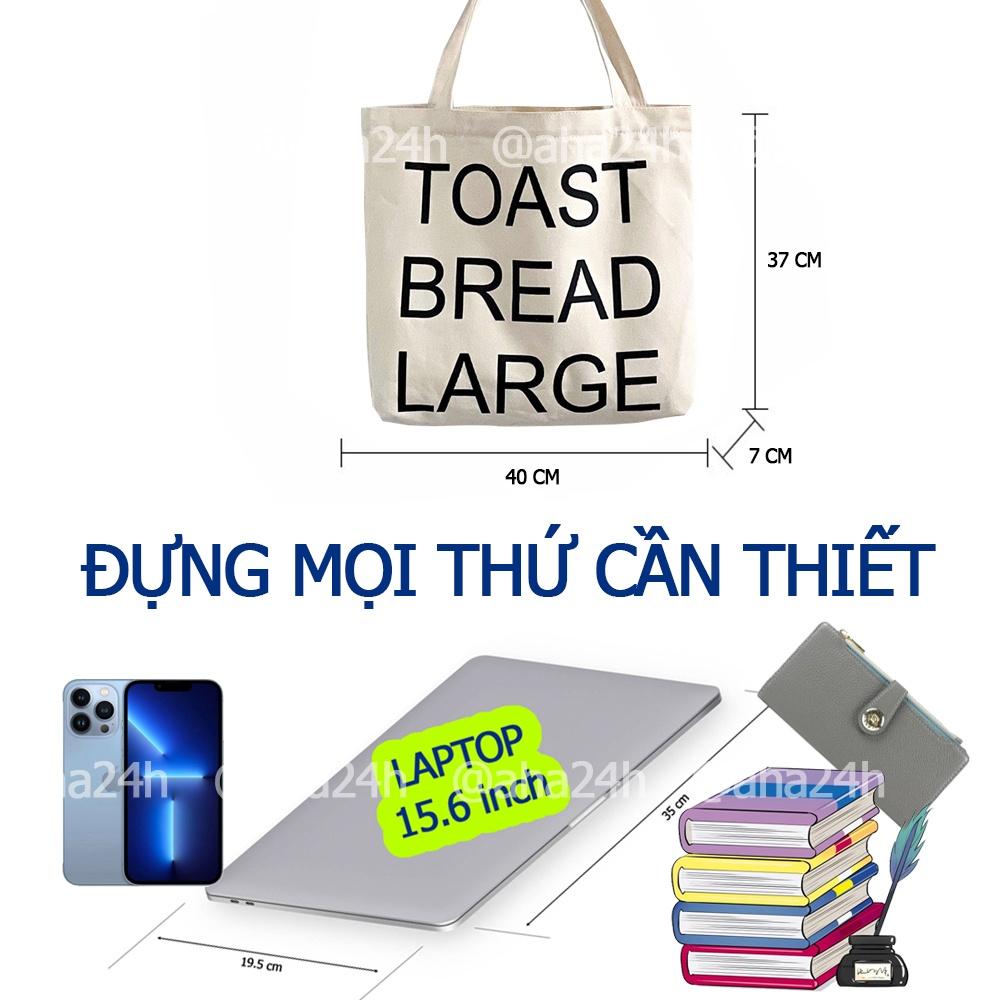 Túi tote vải canvas đi học đi chơi có khóa kéo hàn quốc đeo vai in TOAST BREAD LAGRE AH1646