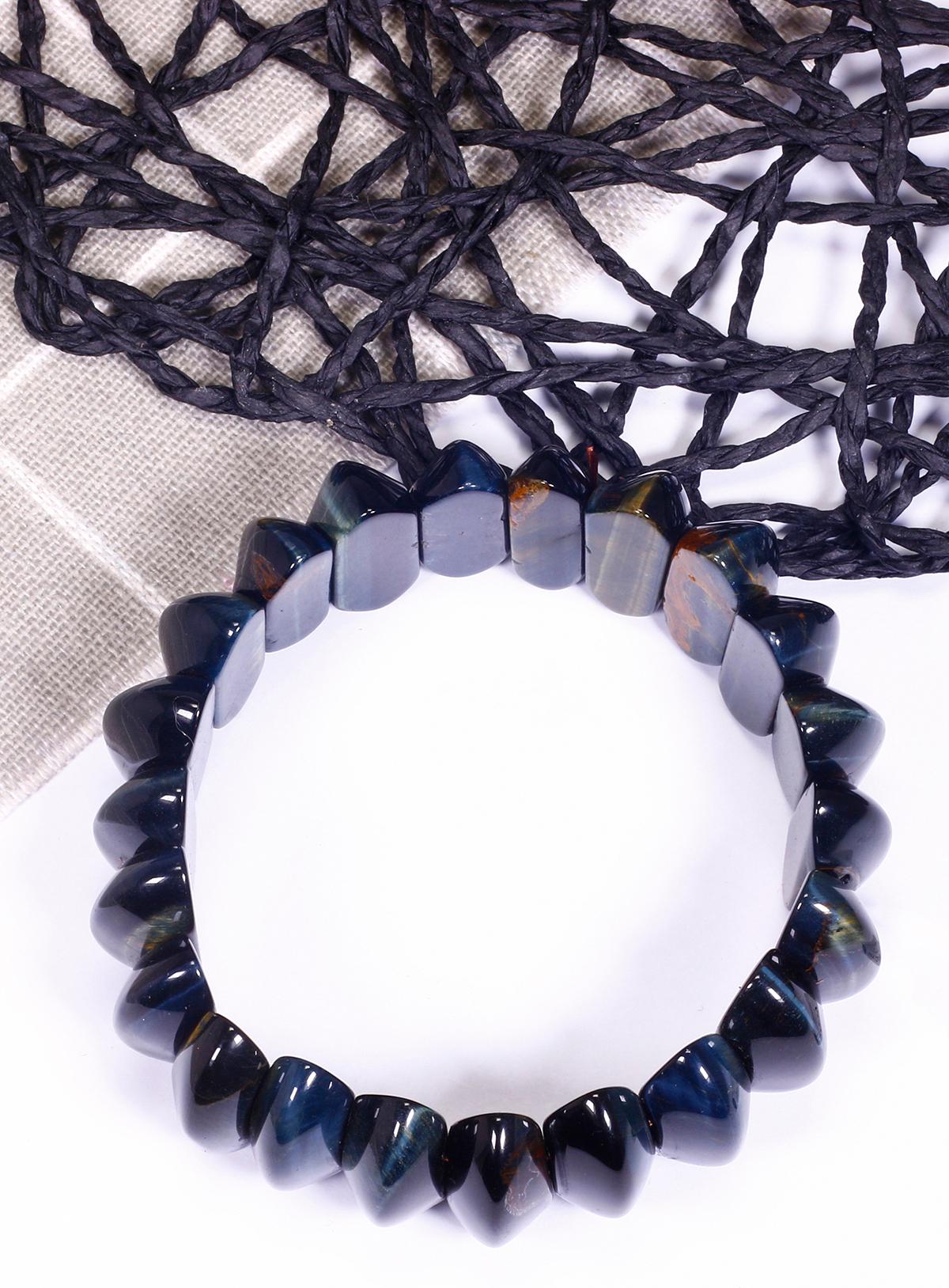 Vòng tay đá mắt hổ xanh đen nanh hổ mệnh thủy, mộc - Ngọc Quý Gemstones